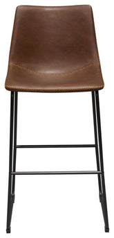 Theo Set of (2) Bar Height Chairs in Chocolate Leatherette Black Metal Base By Diamond Sofa